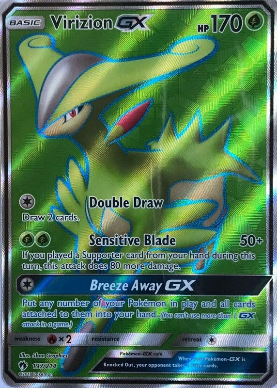 Virizion GX 2018 Sun & Moon: Lost Thunder #197/214 Holo (Full Art